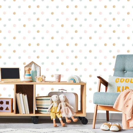 Tapeta Do Pokoju Dziecięcego Drobne Akwarelowe Groszki