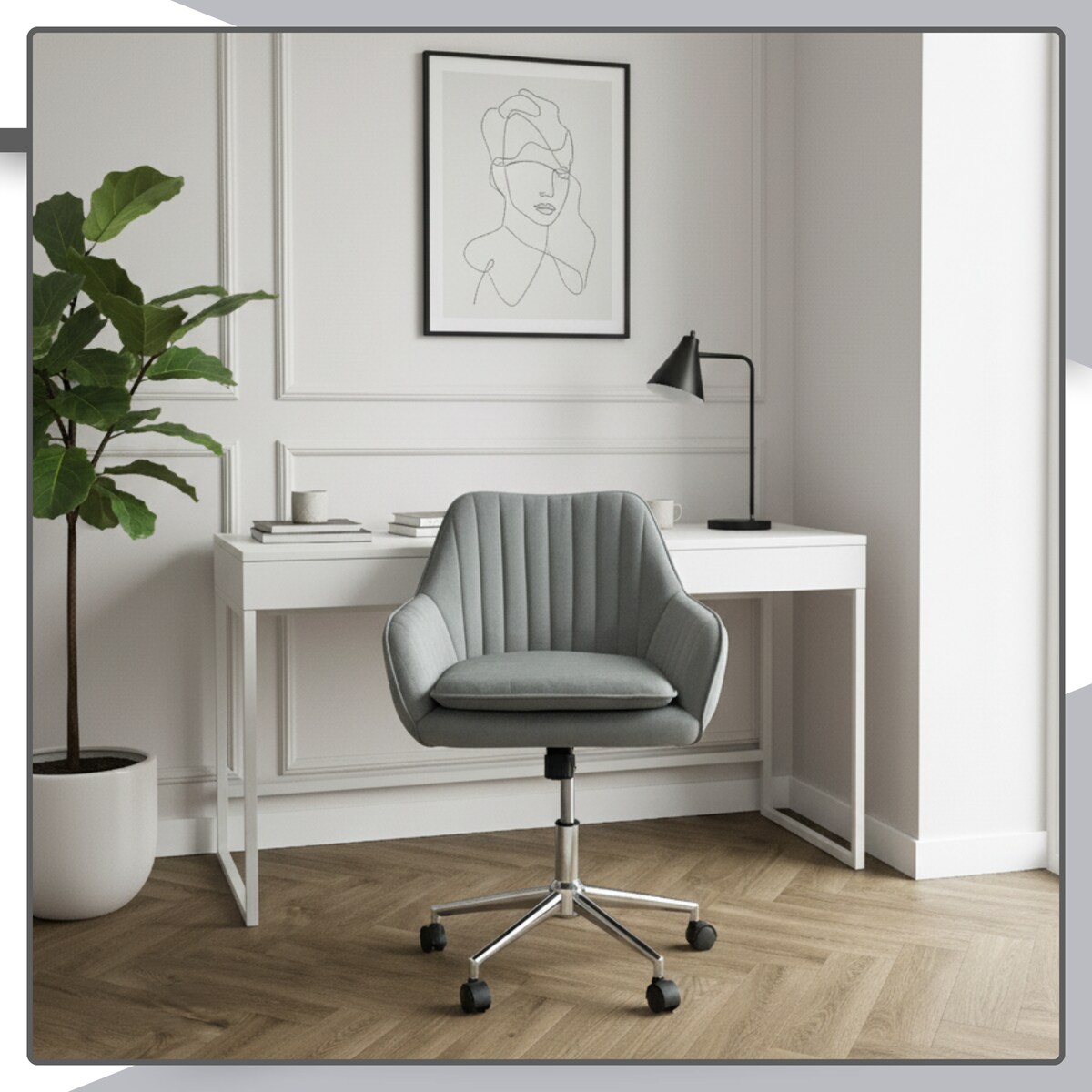 Krzesło biurowe fotel obrotowy welurowy szary do biurka toaletki