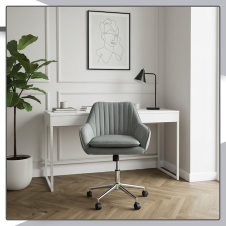 Krzesło biurowe fotel obrotowy welurowy szary do biurka toaletki