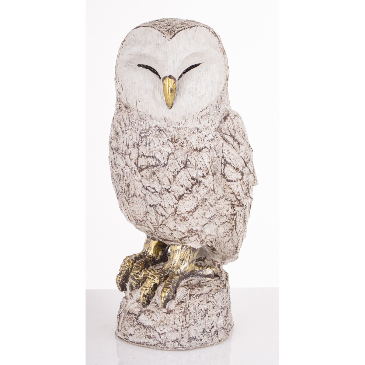 Dekoracja - biała sowa 23,5x11,5x11 cm UGLE