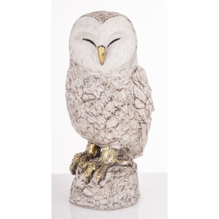 Dekoracja - biała sowa 23,5x11,5x11 cm UGLE