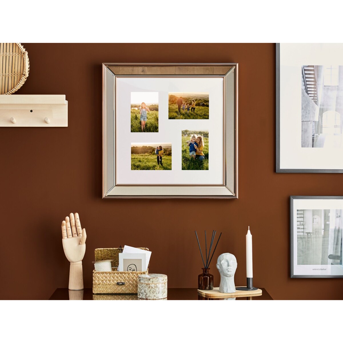 Multiramka na 4 zdjęcia lustrzana miedziana DABOLA