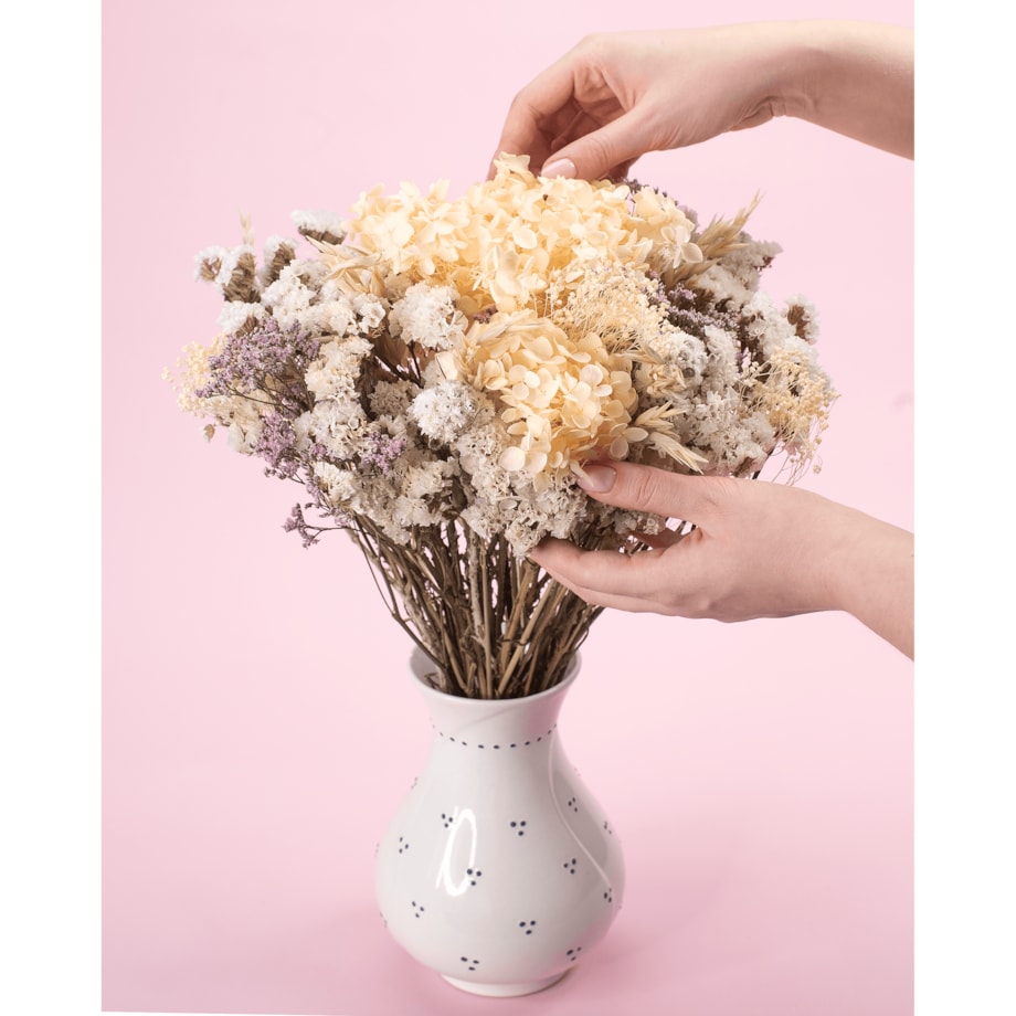 Bukiet suszonych kwiatów Luna premium - hortensja, zatrwian, eukaliptus