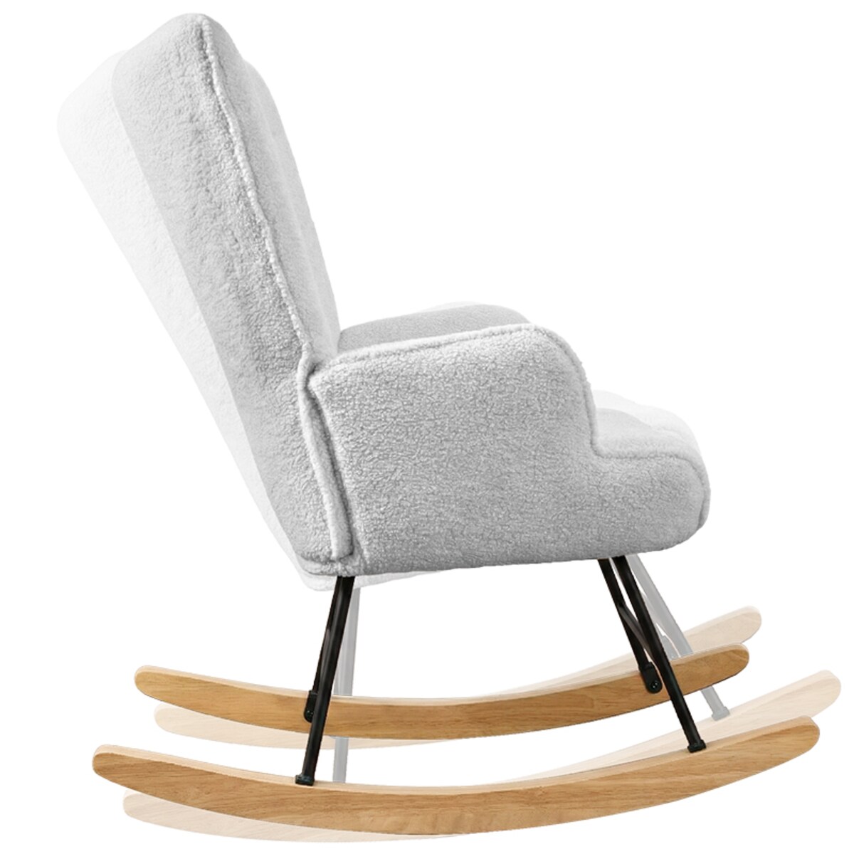 Fotel bujany tapicerowany baranek wygodny wypoczynkowy uszak salon szary