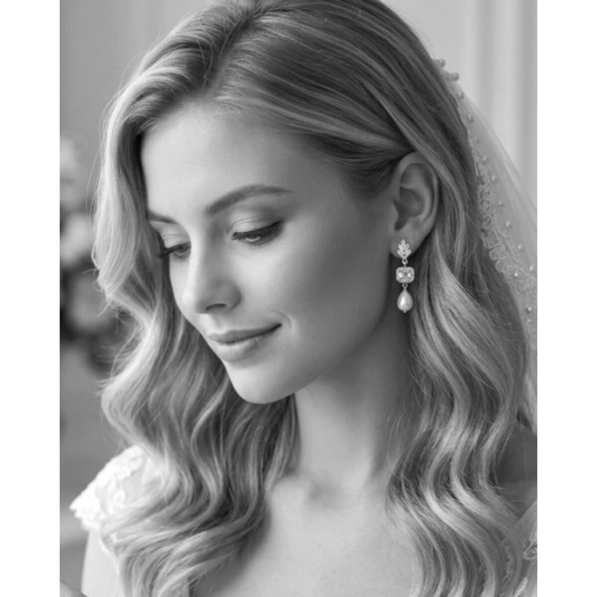 ELEGANCKIE Kolczyki Perły Cyrkonie Srebrne Stalowe wiszące robione