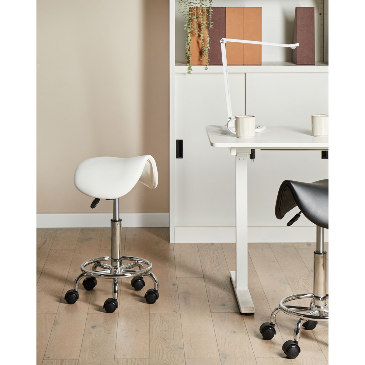 Taboret obrotowy DUMONT Ekoskóra Biały