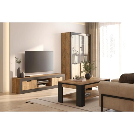 Szafka RTV DADES 2D 180cm dąb samdal/czarny mat