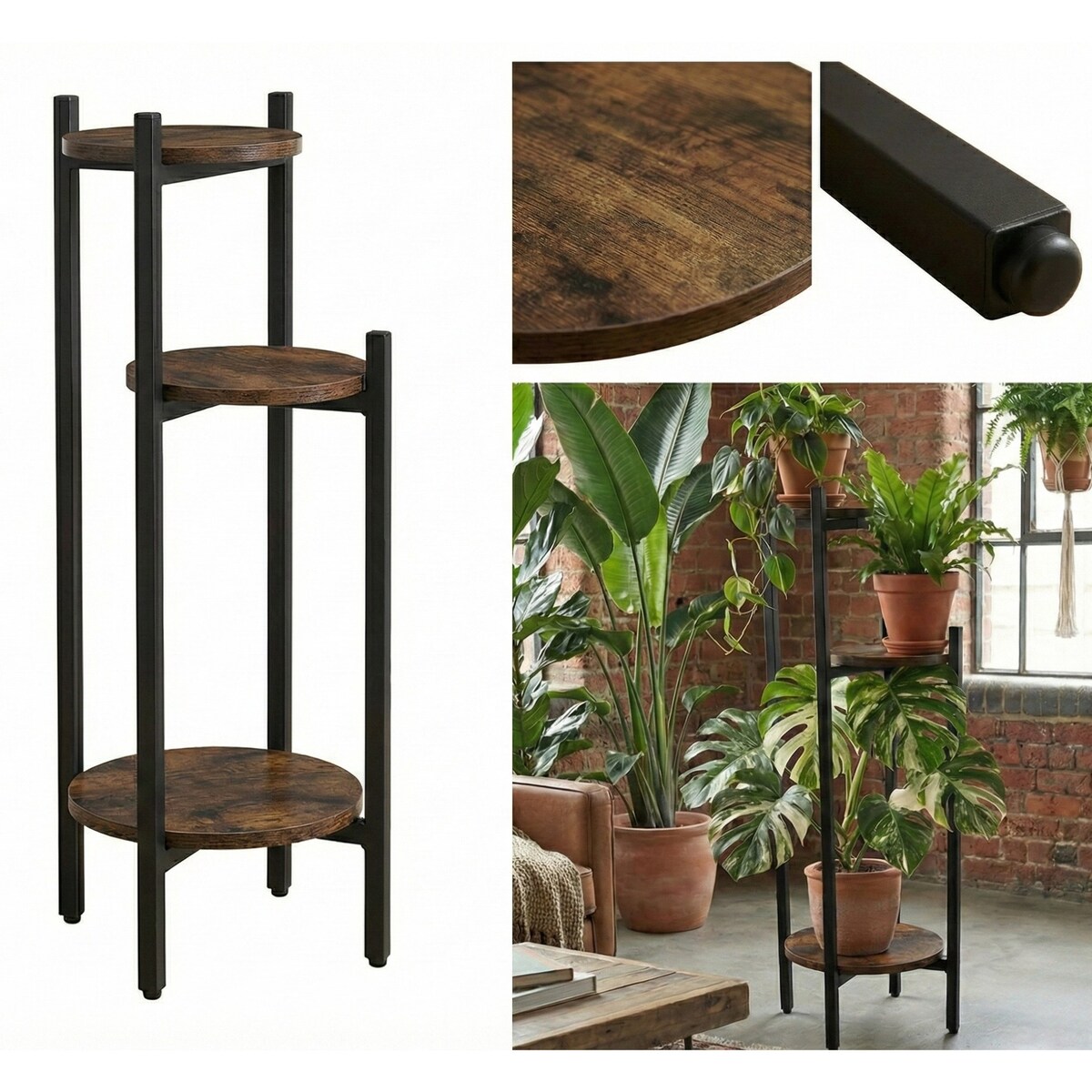 Wąski kwietnik stojący STEM na 3 kwiaty, Ø 33 x 80,5 cm