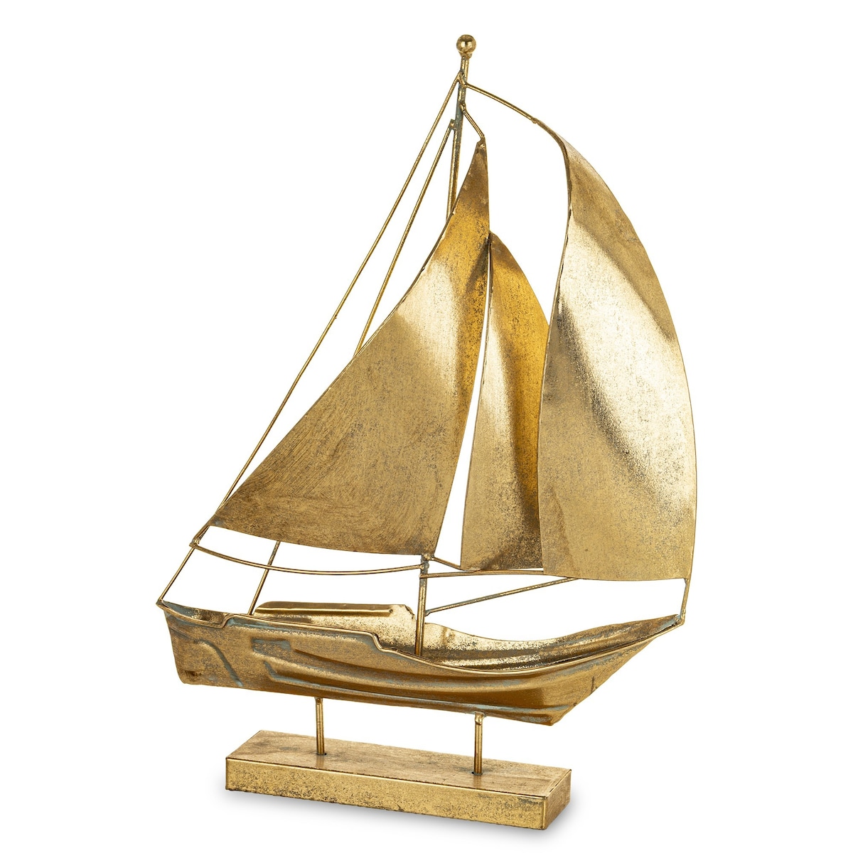 Dekoracja - złota żaglówka 45x33x8 cm KURUN-2 z 3 żaglami