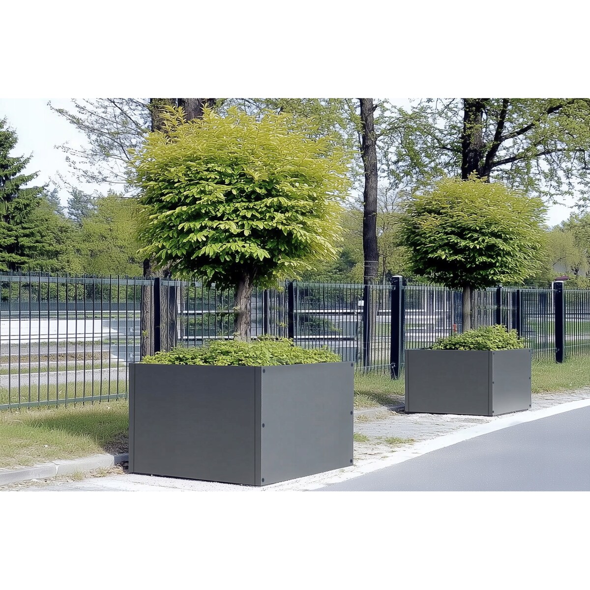 Donica metalowa ogrodowa 100x100x70 antracyt