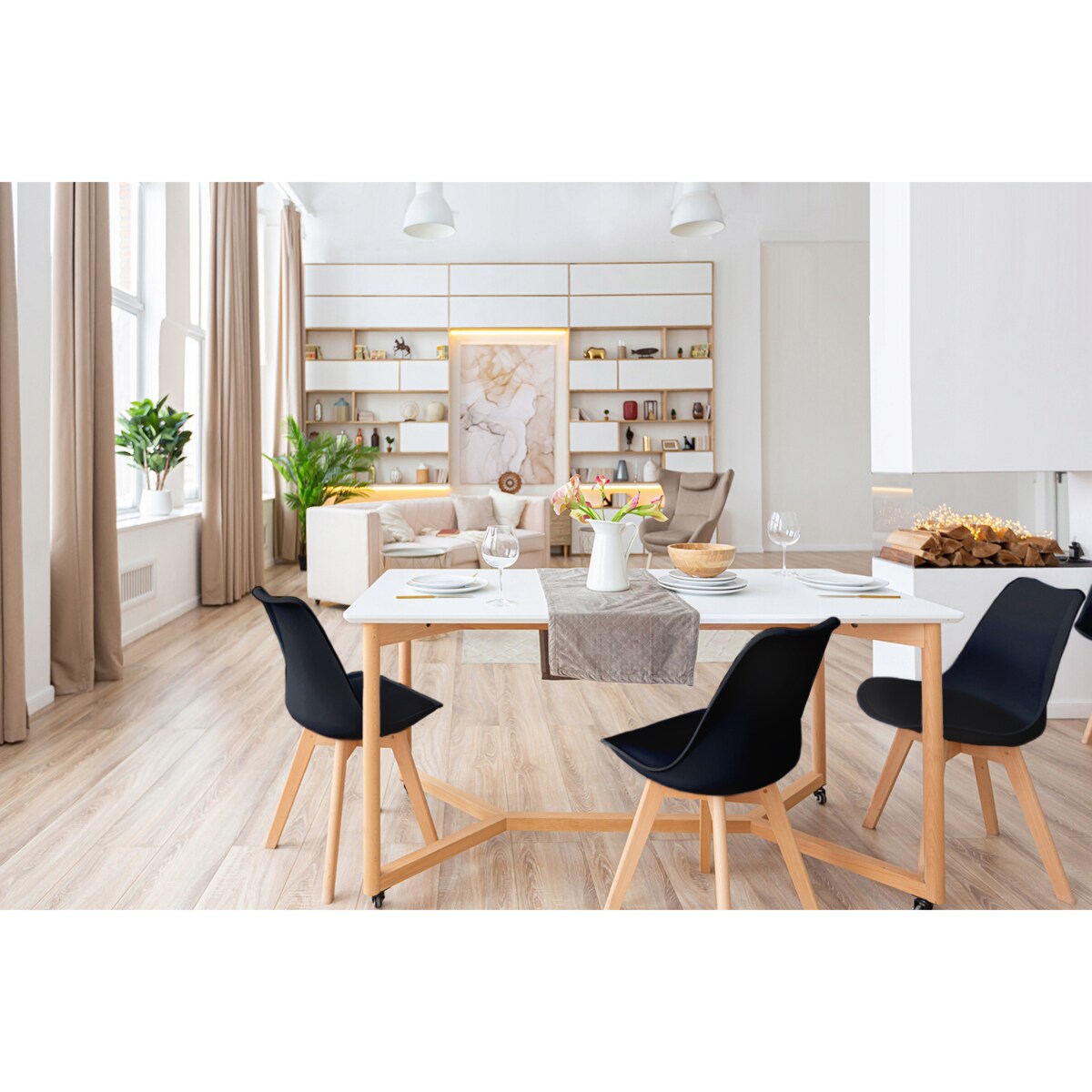 KRZESŁO SKANDYNAWSKIE KUCHNI salonu JADALNI poduszka OSLO czarne JUMI