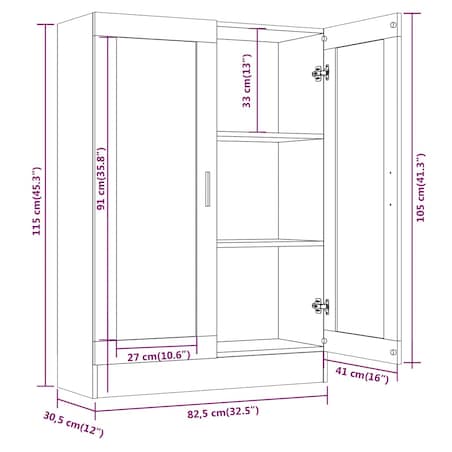 vidaXL Witryna, szary dąb sonoma, 82,5 x 30,5 x 115 cm