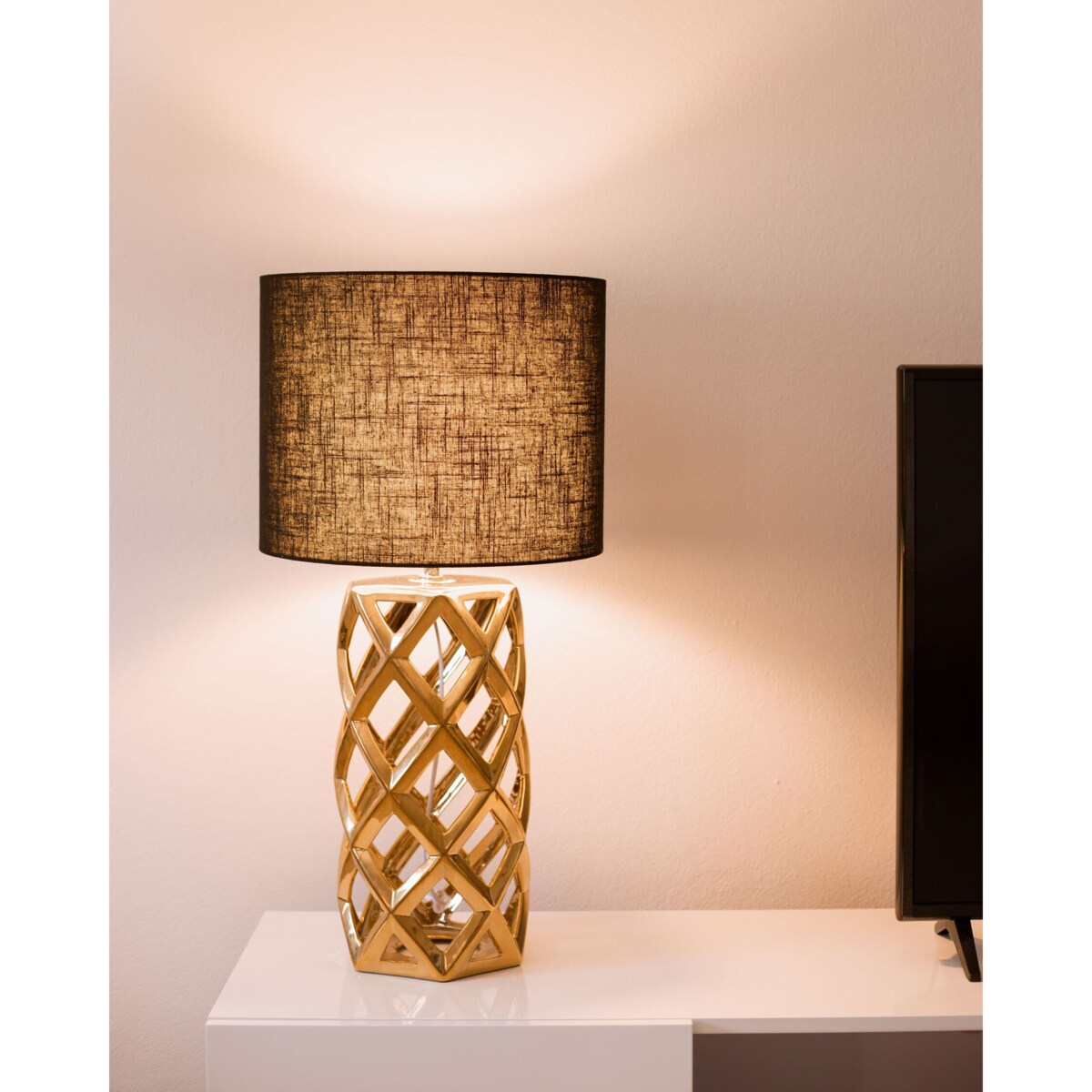 Lampka nocna ceramiczna złota SELJA