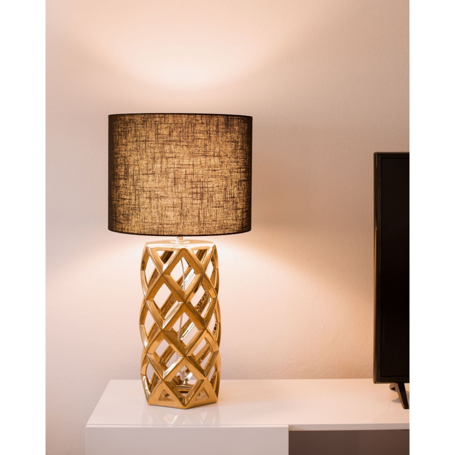 Lampka nocna ceramiczna złota SELJA