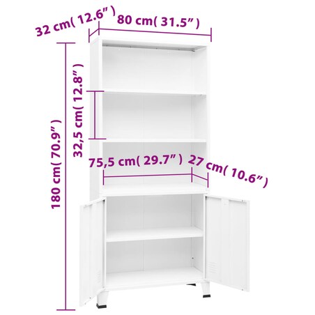 vidaXL Industrialny regał na książki, biały, 80x32x180 cm, stal