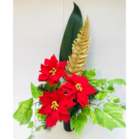 GOTOWY STROIK bukiet ŚWIĄTECZNY GWIAZDA BROKATOWY do flakonu na grób wkład