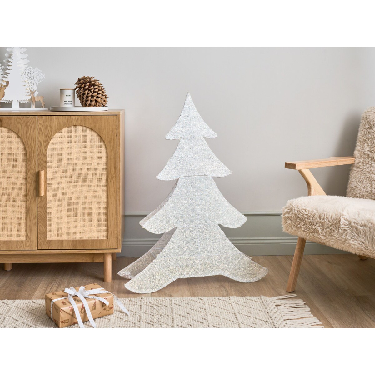 Dekoracja ogrodowa LED EDASJON Choinka 95 cm Biały