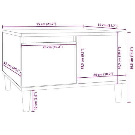 vidaXL Stolik kawowy, czarny, 55x55x36,5 cm, materiał drewnopochodny