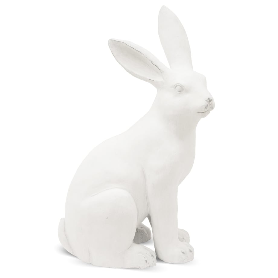 Dekoracja - siedzący biały królik 48,5x26,5x19,5 cm ALBUS-2 duży