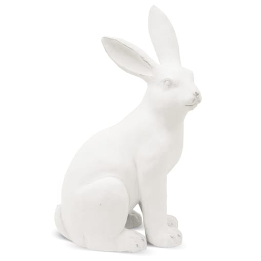 Dekoracja - siedzący biały królik 48,5x26,5x19,5 cm ALBUS-2 duży