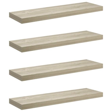 vidaXL Półki ścienne, 4 szt., kolor dębowy, 80 x 23,5 x 3,8 cm, MDF