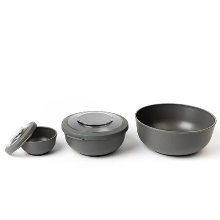 Amuse 3 miski z pokrywkami szare