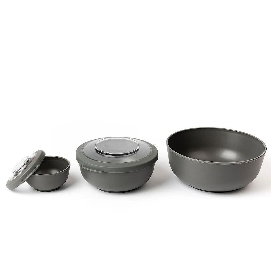 Amuse 3 miski z pokrywkami szare