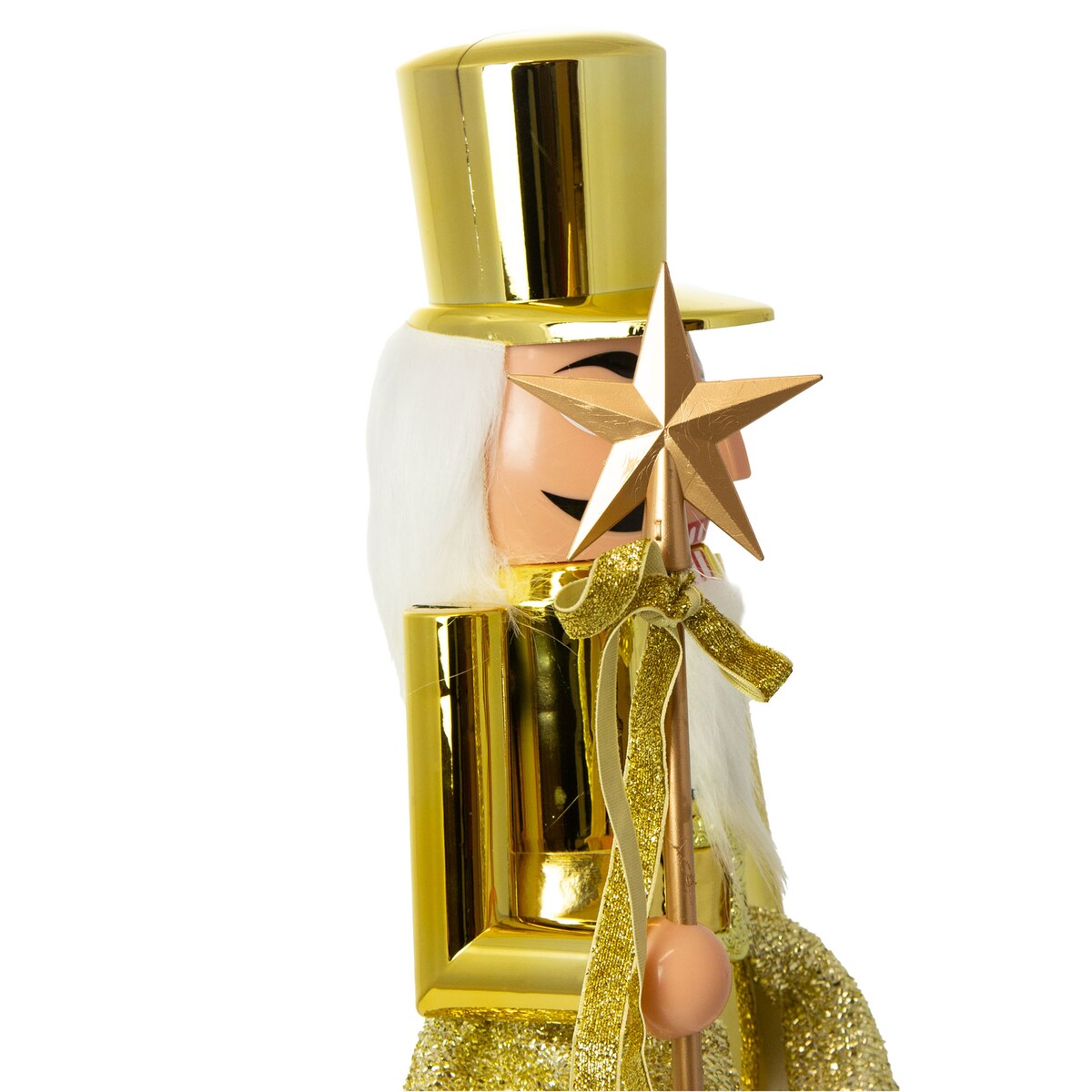 Figurka Dziadek Do Orzechów 60 Cm Boże Narodzenie Złoty Czapka Płaska