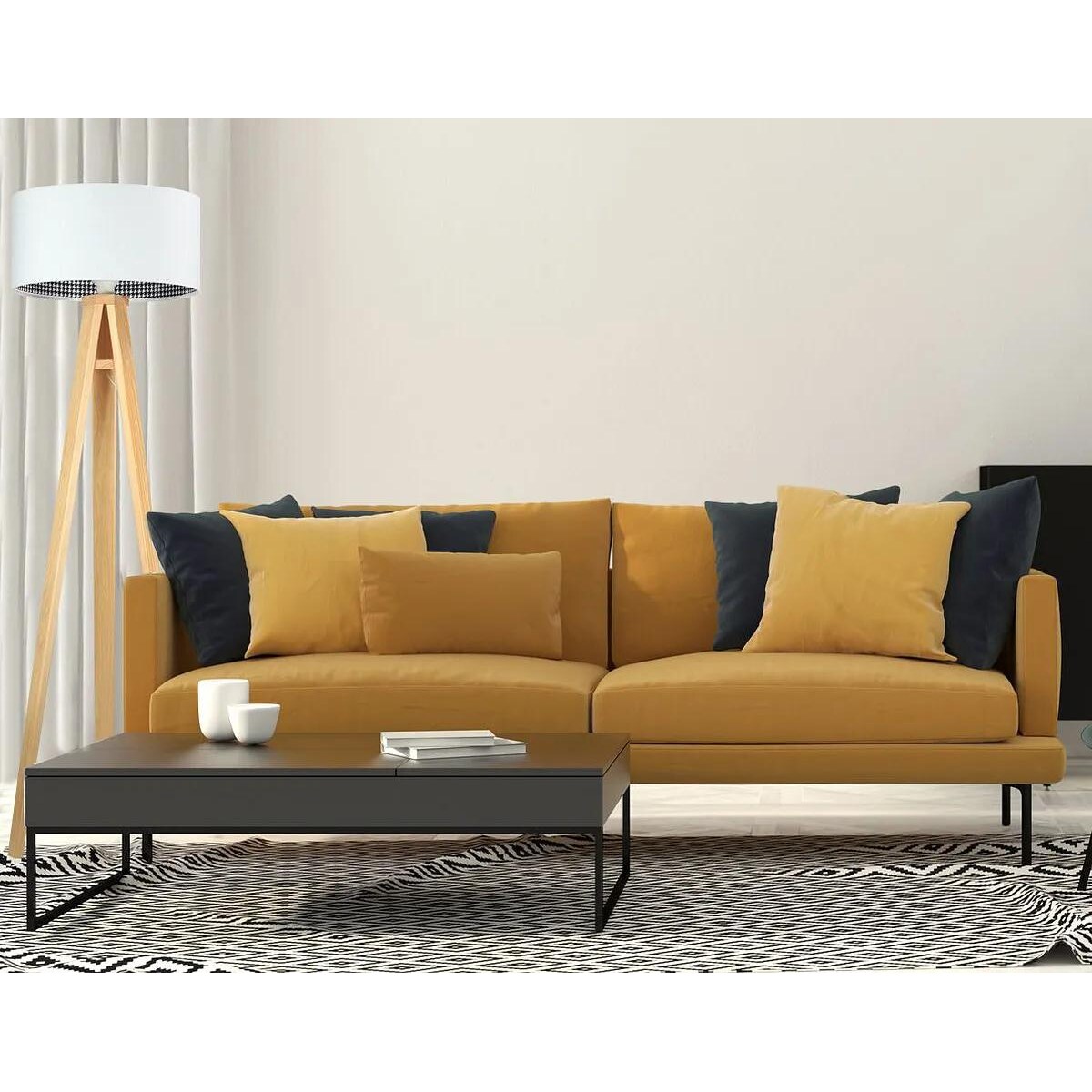 Lampa stojąca HOME 40 biała/pepitka/sosna