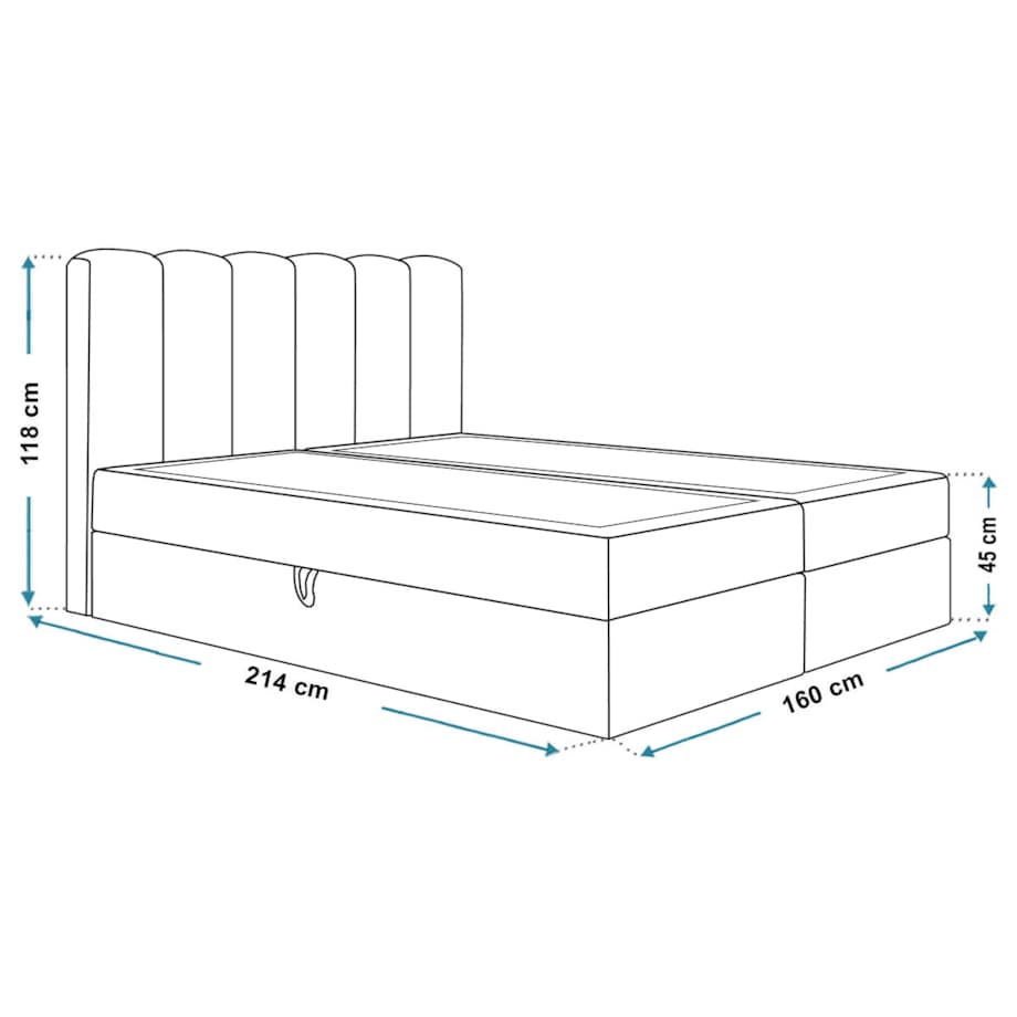 Łóżko kontynentalne FOX 10 160x200- czarne