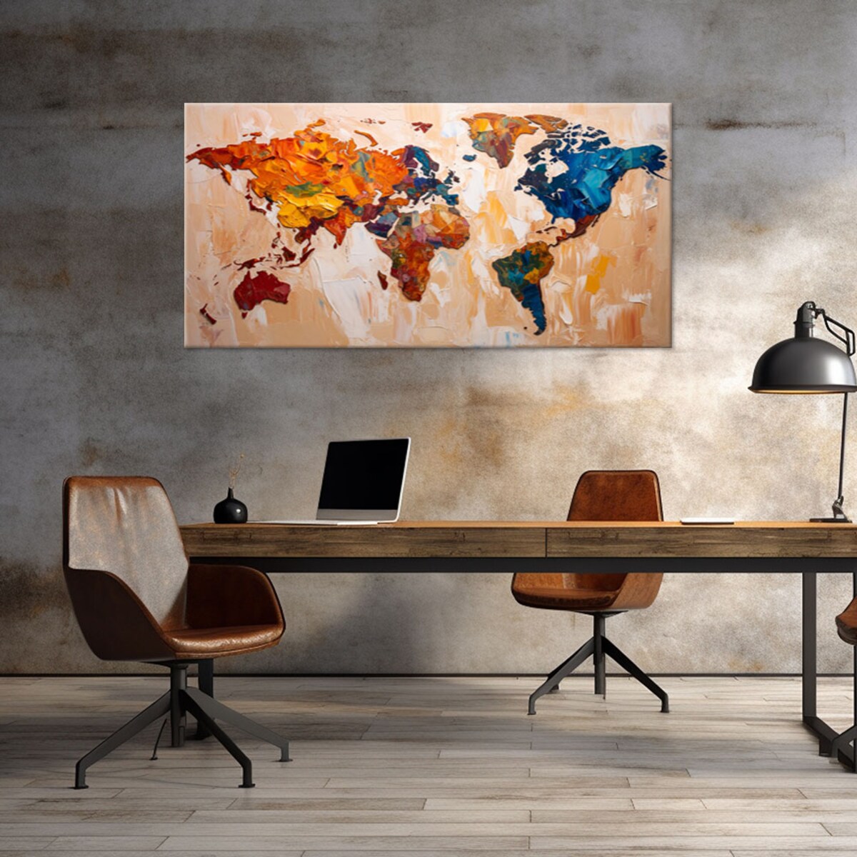 Obraz canvas do salonu biura gabinetu, Kolorowa Mapa Świata 120x60