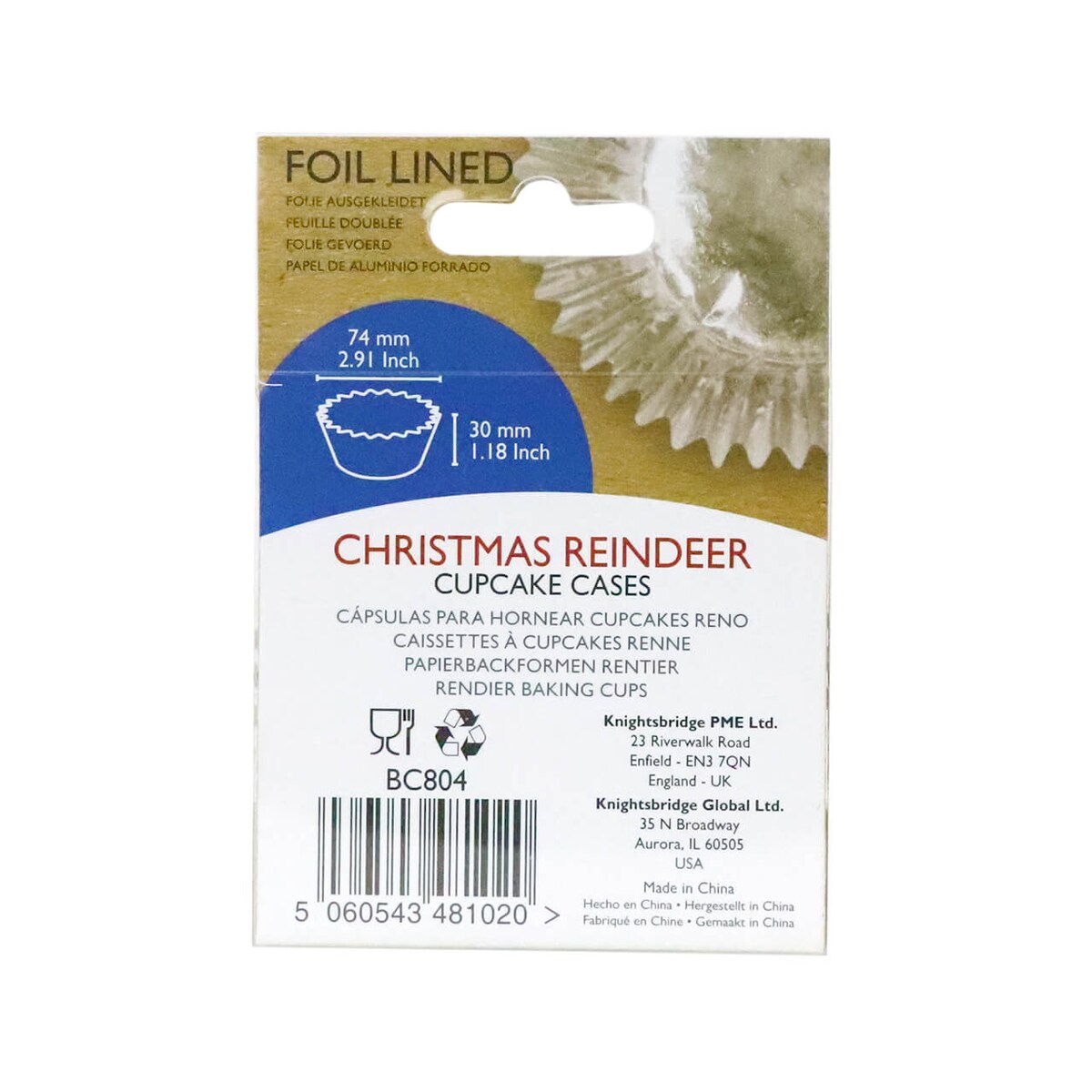 PME Papilotki na babeczki Świąteczny Renifer (30 sztuk)
