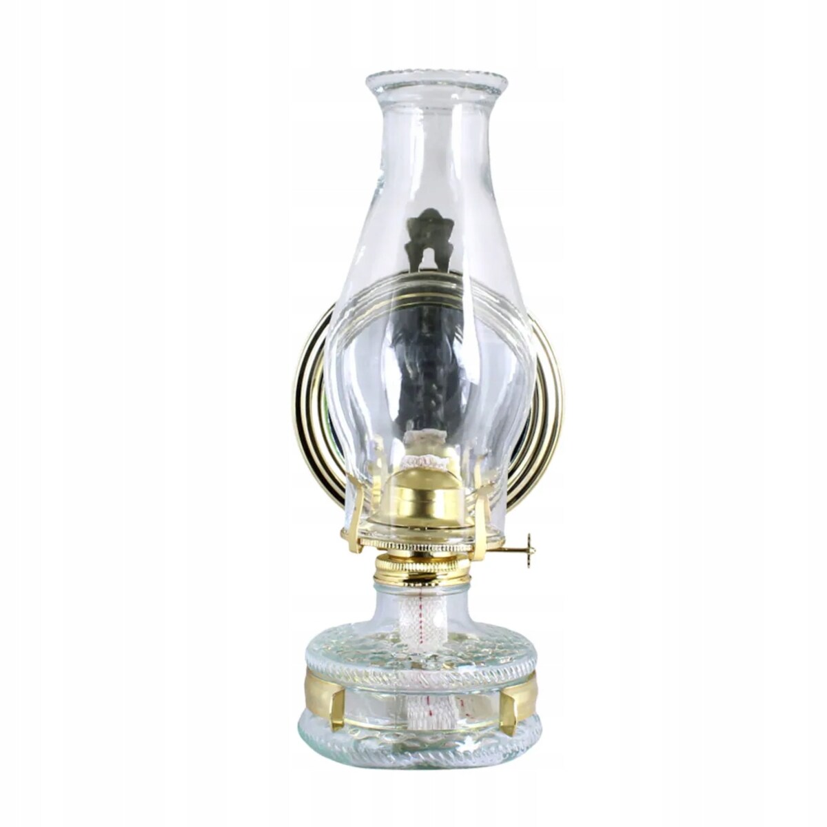 LAMPA NAFTOWA Z LUSTREM SZKLANA latarnia do postawienia powieszenia + knot