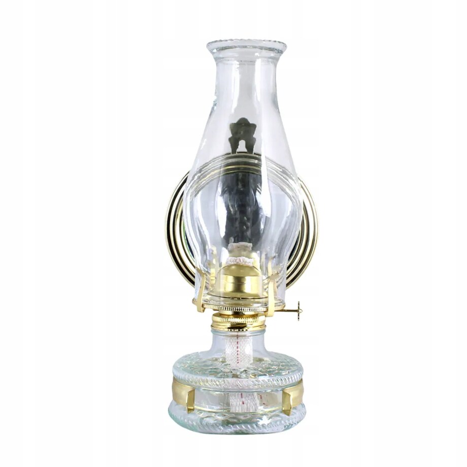 LAMPA NAFTOWA Z LUSTREM SZKLANA latarnia do postawienia powieszenia + knot