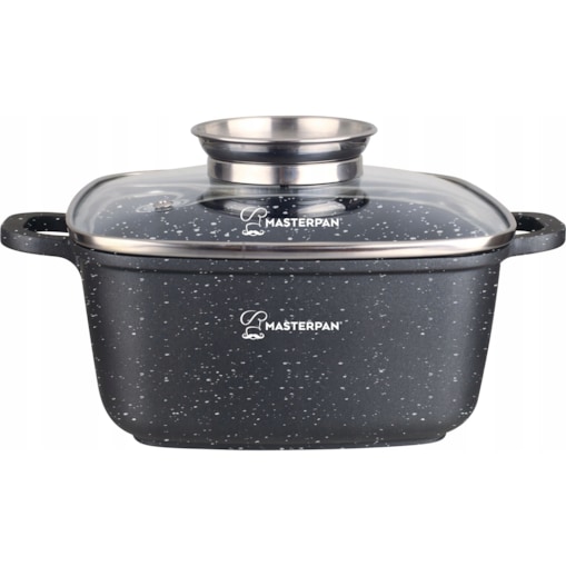 Kwadratowy Garnek Marmurkowy 5.5 L Z Pokrywką 26 Cm System Aroma Na Indukcję Gaz