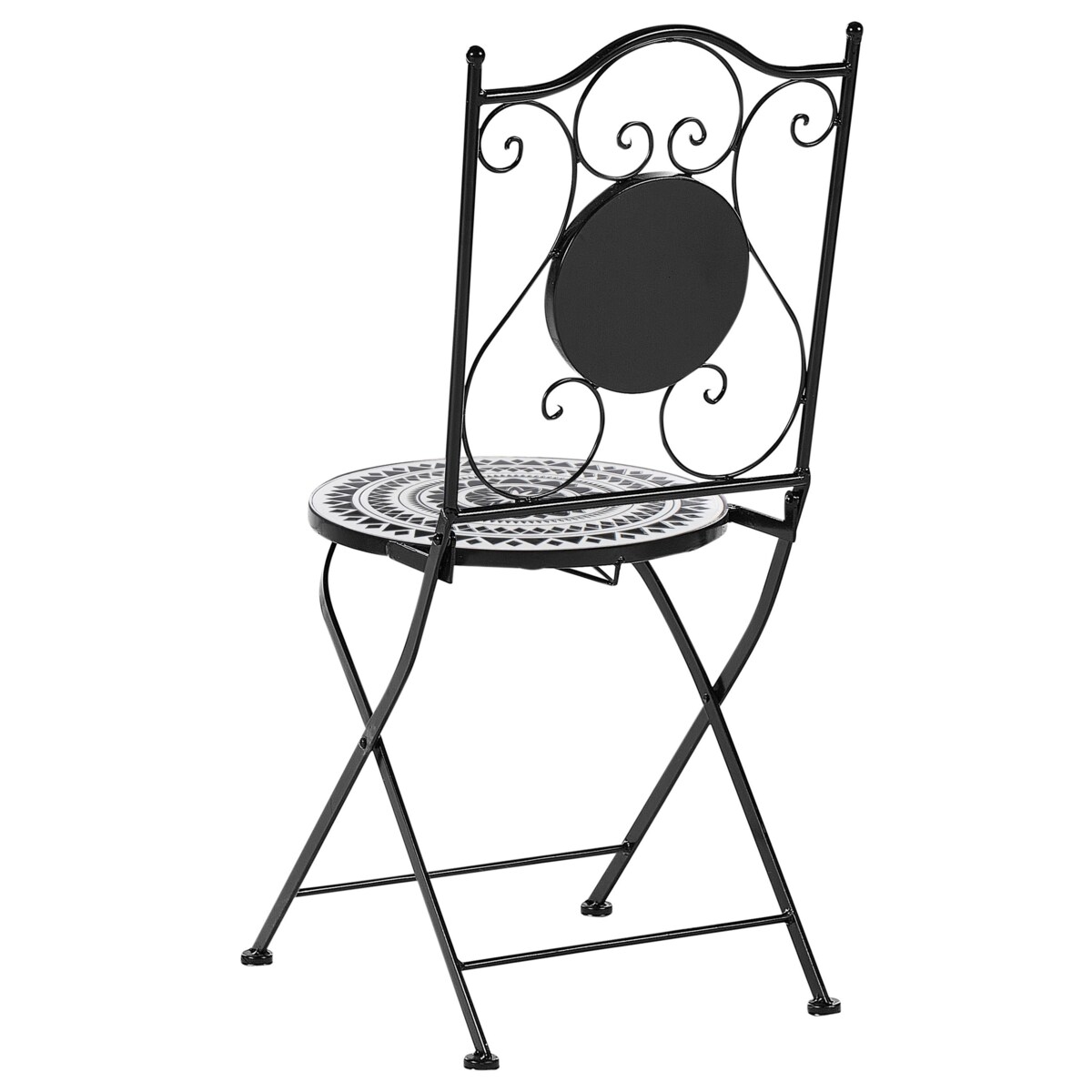 Zestaw 2 krzeseł ogrodowych COMISO Składane Metal Czarny/ biały