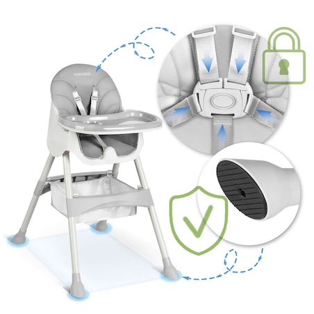 Krzesełko do karmienia dla dzieci Ricokids Milo składane szary 700000