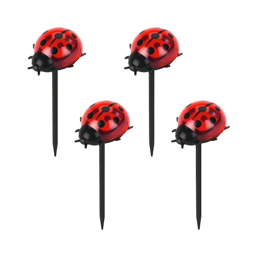 Lampki ogrodowe solarne, biedronki LED, 14 cm, 4 szt