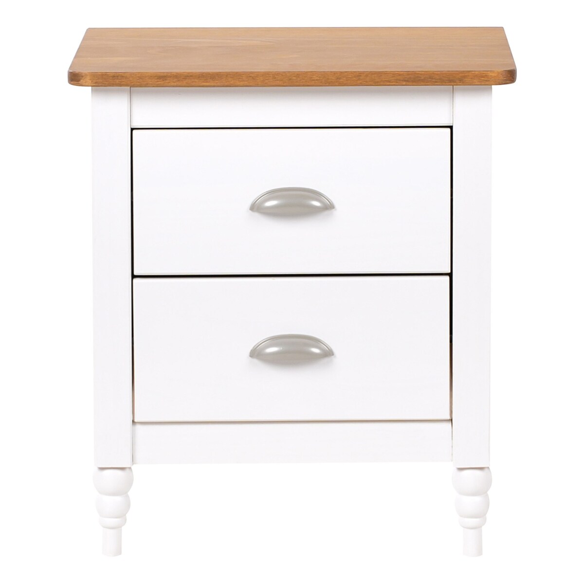 Szafka nocna 2 szuflady SHILLINGTON Drewno sosnowe Brązowy/ biały