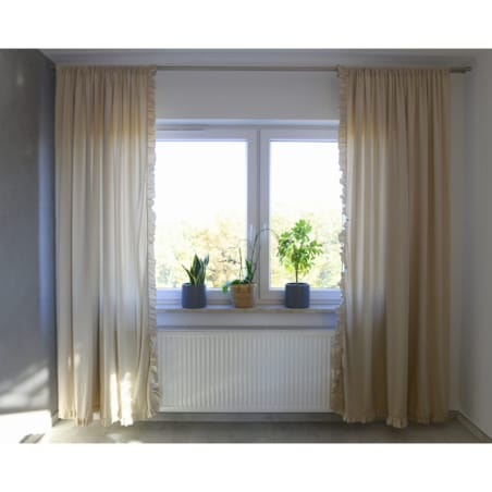 Zasłona Na Okno Okna Z Falbanką Do Salonu Sypialni 150X250 Cm Jasny Beż