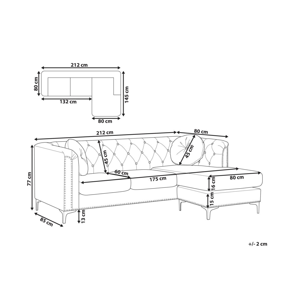 Narożnik welurowy lewostronny szary FLEN