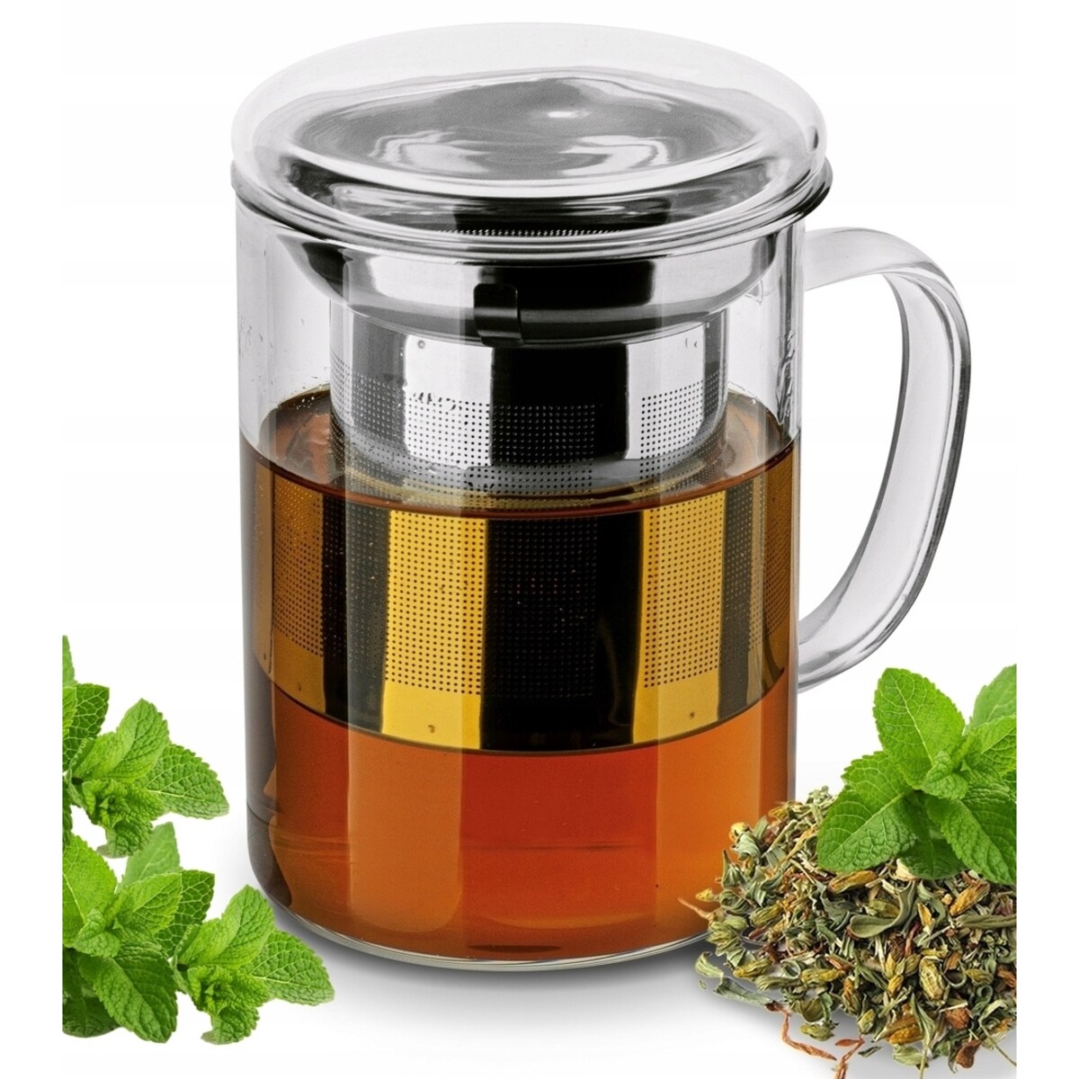 Kubek SZKLANKA z sitko zaparzaczem nierdzewnym 350 ml na herbatę zioła