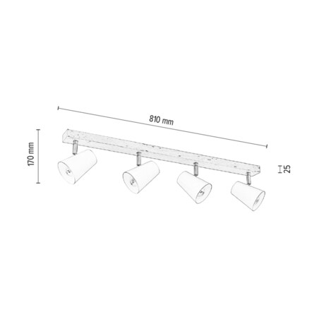 Drewniana Lampa Sufitowa BRITOP Lighting 4xE14 Max.40W Naturalna Brzoza z Czarnym Kloszem, Polski Producent, 1 szt.