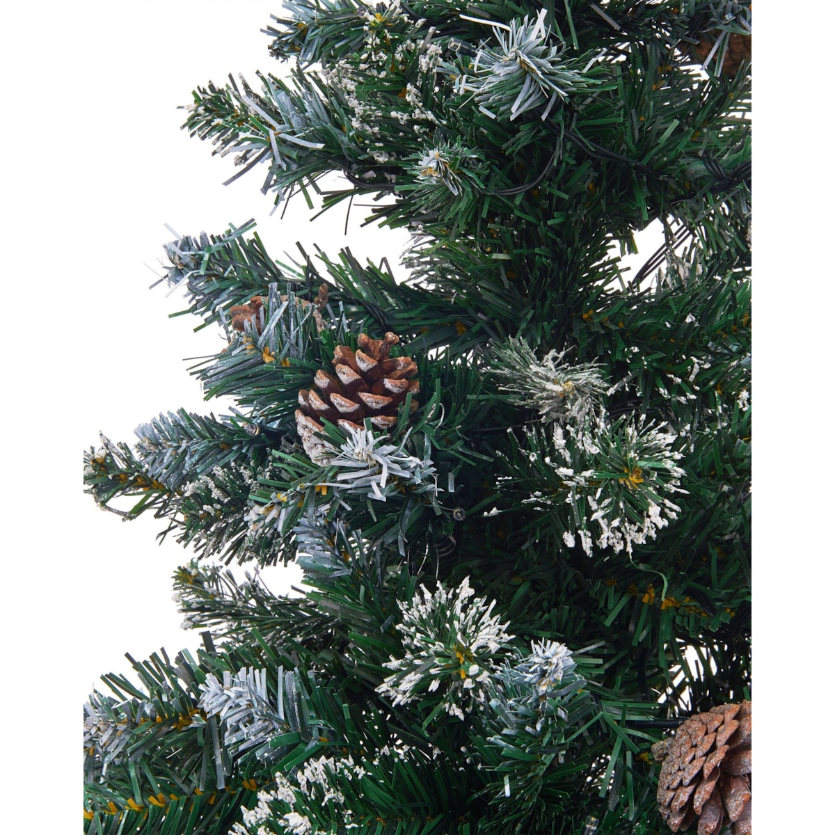 Ośnieżona sztuczna choinka ze światełkami 120 cm zielona PALOMAR