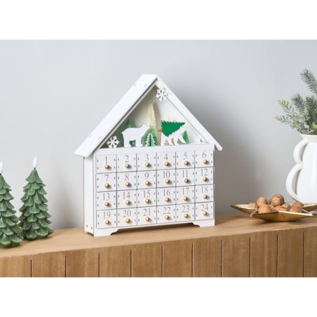 Dekoracja świąteczna LED MJOSA Kalendarz adwentowy 33 cm Biały