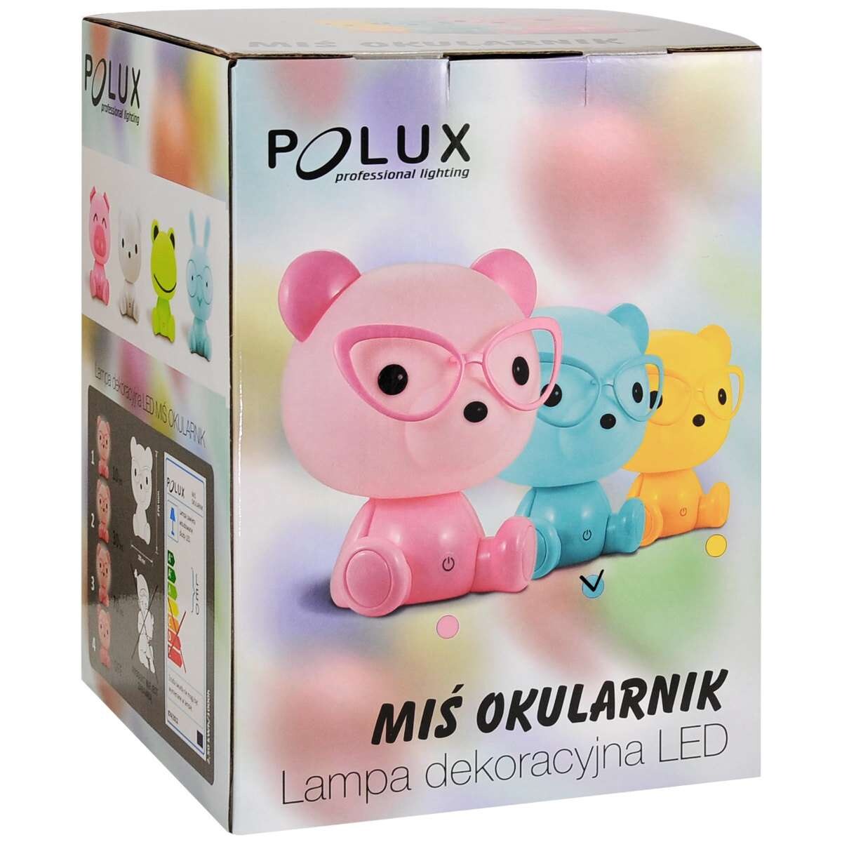 Dziecięca LAMPKA stojąca MIŚ OKULARNIK 308252 Polux biurkowa LAMPA nocna LED 2,5W 3000K do pokoju dziecięcego animals niebieska