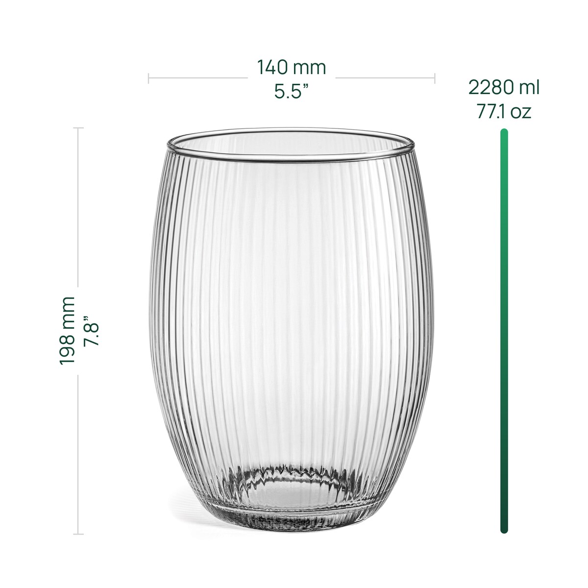 Wazon szklany prążkowany Lyra 19.8 cm