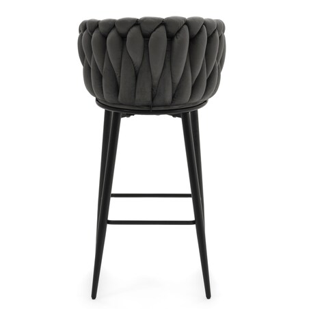 Hoker tapicerowany welurowy pleciony do salonu jadalni barowy glamour LATINA