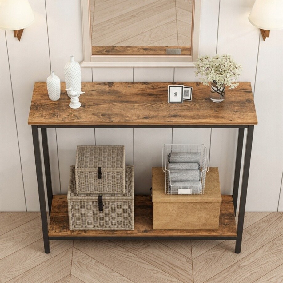 Konsola stolik regał z półką loft industrialny rustykalny brąz szafka 100cm