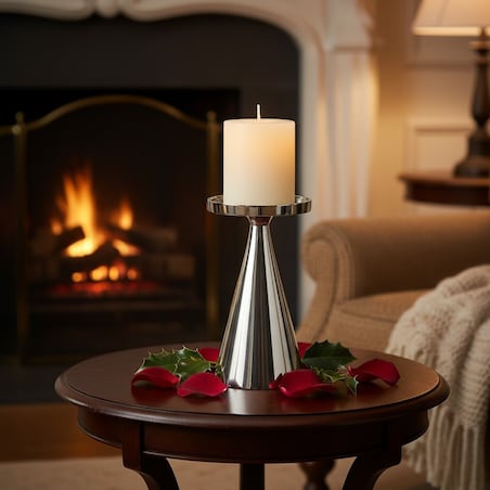 Świecznik metalowy srebrny 17x10x10 cm ZILVER